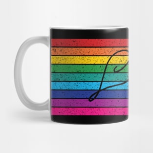 Retro Rainbow Stripes Love Mug